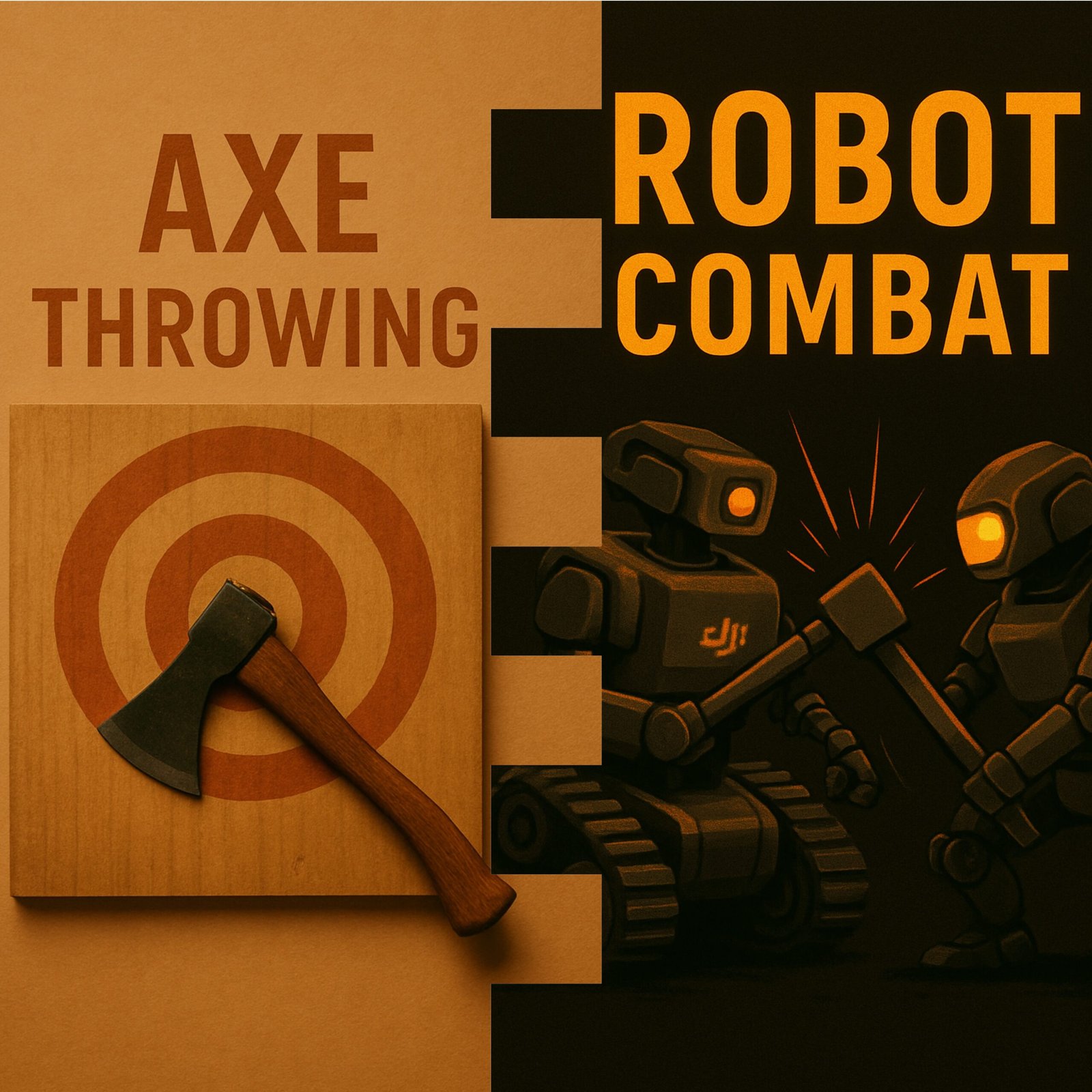 Kirvių mėtymas + FPV robotų kovos 2 asmenims