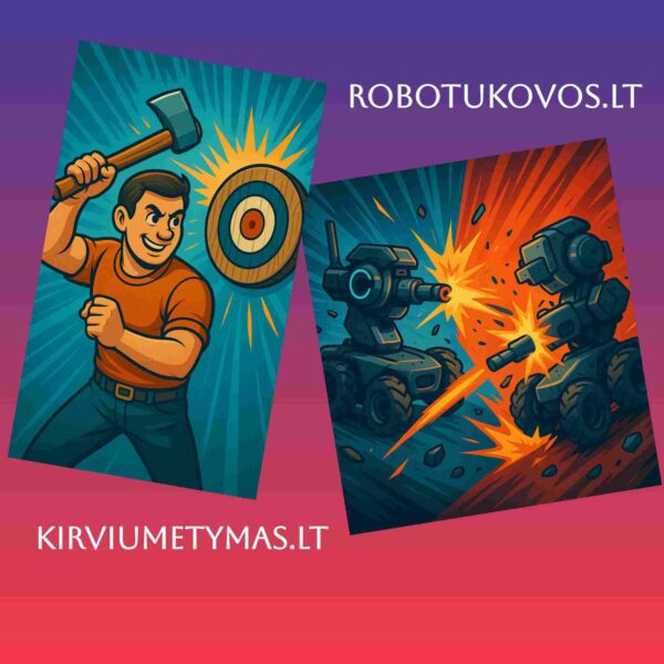Kirvių mėtymas + FPV robotų kovos 2 asmenims